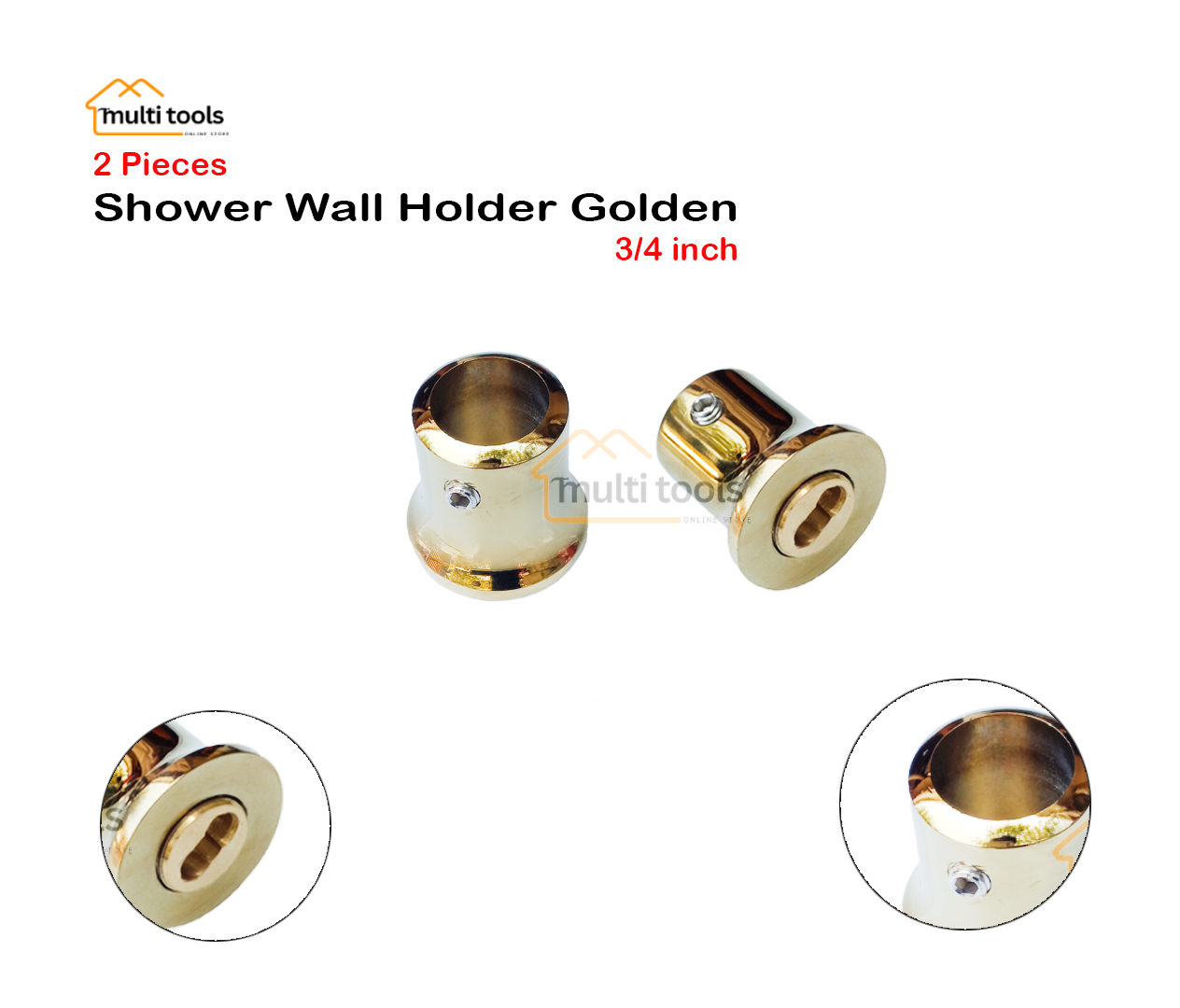 2 Pcs Shower Wall Holder Golden (3/4 Inch)